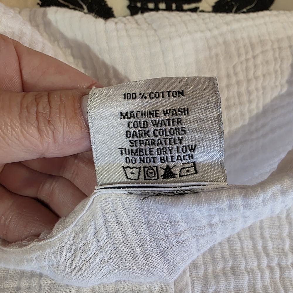CMC By Color Me Cotton Medium White 3/4 Sleeve Relaxed Blouse Gauze Top - Picture 9 of 9